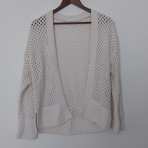 Abercrombie and Fitch 100% Cotton Open Knit Open Front Cardigan Ivory Size Med